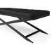 Zuri Modern Ruth Black Leatherette Button Tufted Long Bench with Black Steel X Shaped Base
