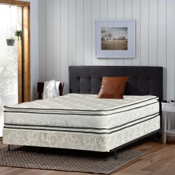 Mattress Solution Medium Plush Double Sided Pillowtop Innerspring Fully Assembled Mattress and 8" Wood Box Spring Foundation with Frame Set Full Tomorrow Dream Collection