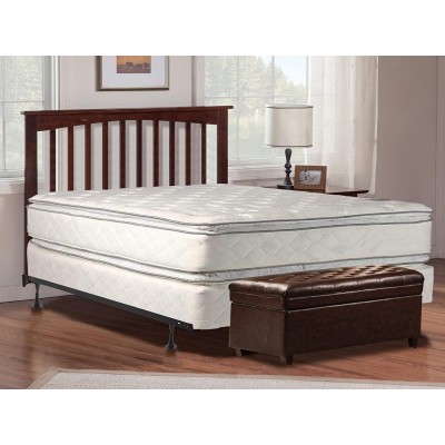 Mayton 12-Inch Medium Plush Double Sided Pillowtop Innerspring Fully Assembled Mattress and 8 Wood Box Spring Foundation with Frame Set Full
