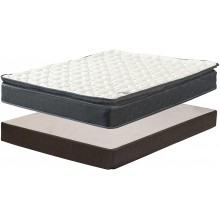 Treaton Mattress and Box Spring Set 10-Inch Memory Foam Medium Pillow Top Hybrid Mattress and 8" Wood Simple Assembly Box Spring Queen