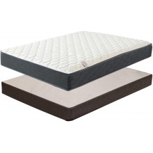 Treaton Mattress and Box Spring Set 9-Inch Medium Tight Top Hybrid Mattress and 5" Wood Simple Assembly Box Spring Twin