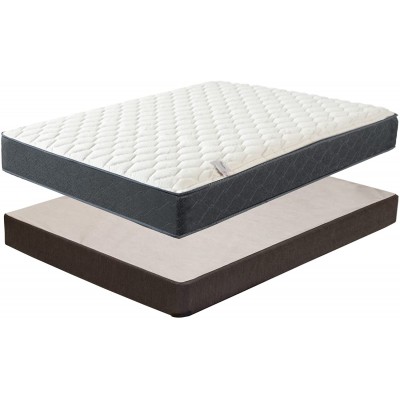 Treaton Mattress and Box Spring Set 9-Inch Medium Tight Top Hybrid Mattress and 5 Wood Simple Assembly Box Spring Twin
