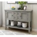 46 Solid Wood Console Table Series Buffet Sideboard Sofa Table with 4 Drawers 2 Doors Cabinet Bottom Display Shelf for Living Room Kitchen Dining Room Entryway and Hallway Antique Gray + Wood