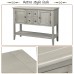 46 Solid Wood Console Table Series Buffet Sideboard Sofa Table with 4 Drawers 2 Doors Cabinet Bottom Display Shelf for Living Room Kitchen Dining Room Entryway and Hallway Antique Gray + Wood