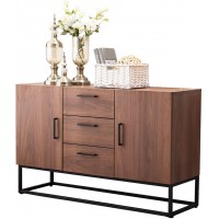 Bonzy Home Storage Sideboard Cabinet，Console Storage Entryway Serving Storage Cabinet with 3 Drawers and 2 Doors for Living Room Dinning Room -Walnut