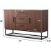 CANMOV Modern Sideboard Storage Cabinet Buffet Table Kitchen Storage with Three Storage Drawers Two Cabinets Brown