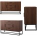 CANMOV Modern Sideboard Storage Cabinet Buffet Table Kitchen Storage with Three Storage Drawers Two Cabinets Brown
