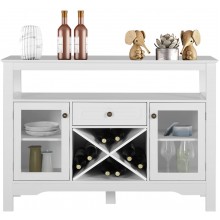 GBU Modern Buffet Cabinet with Wine Rack Wooden Kitchen Sideboard Bar Cabinet with Storage for Dining Room Living Room Bar Buffet Cupboard Table White 45.7”L x 15.7”W x 32.3”H