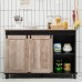 Giantex Sideboard Buffet Coffee Bar Station with 2 Sliding Barn Doors Wood Cupboard Pantry Large Console Table with 3 Tier Shelves Farmhouse Storage Cabinet Kitchen Dining Living Room