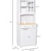 HOMCOM 67 Kitchen Buffet with Hutch Pantry with Framed Doors 2 Drawers and Open Microwave Countertop White