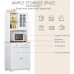 HOMCOM 67 Kitchen Buffet with Hutch Pantry with Framed Doors 2 Drawers and Open Microwave Countertop White