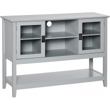HOMCOM Modern Sideboard Buffet Entryway Storage Cabinet with Framed Glass Doors Multiple Storage Options and Anti-Topple Grey
