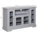 HOMCOM Modern Sideboard Console Table Buffet Server Storage Cabinet with Glass Doors for Living Room Kitchen Grey
