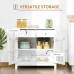 HOMCOM Sideboard Buffet Cabinet Storage Cabinet Cupboard Table with Glass Doors Adjustable Shelf Cabinet and 2 Drawers for Kitchen White