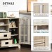 HOMCOM Sideboard Storage Cabinet Kitchen Cupboard Buffet Server with Glass Doors 2 Drawers & Adjustable Shelves for Living Room White Oak