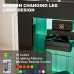 IKIFLY Modern High Gloss LED Kitchen Sideboard Buffet Storage Cabinet with 16 Color Changing LED Lights Server Table with 3 Tiers Storage Shelves for Living Room Kitchen Entryway Black