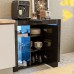 IKIFLY Modern High Gloss LED Kitchen Sideboard Buffet Storage Cabinet with 16 Color Changing LED Lights Server Table with 3 Tiers Storage Shelves for Living Room Kitchen Entryway Black