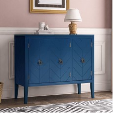 Kitchen Buffet Sideboard Storage Cabinet with Adjustable Shelf Vintage Accent Cabinet with Antique Bronze Pull Handle and Wooden Leg Console Table for Entryway Bar Dining Room Hallway Blue