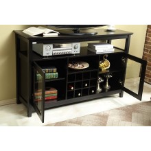 Mixcept 52" Concise Wooden Sideboard Wine Cabinet Buffet Table Tall Console Dining Server Storage Cabinet Open Shelf with Wine Rack Black