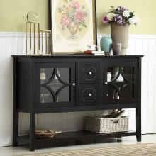 Mixcept 52" Stylish Sideboard Buffet Cabinet Wood Console Table Storage Cabinet with 2 Doors and 2 Drawers Black