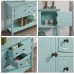 Mixcept Retro Style Console Table Sideboard Cabinet Buffet Table Console Table Dining Server with Drawers Storage Cabinet Open Shelf for Hallway Foyer Furniture Aqua Smoke