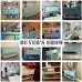 Mixcept Retro Style Console Table Sideboard Cabinet Buffet Table Console Table Dining Server with Drawers Storage Cabinet Open Shelf for Hallway Foyer Furniture Aqua Smoke