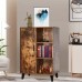 OBERICOL Sideboard Tall Accent Kitchen Cabinet Wood Console Table with One Door and Adjustable Shelves Rustic Brown