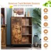 OBERICOL Sideboard Tall Accent Kitchen Cabinet Wood Console Table with One Door and Adjustable Shelves Rustic Brown