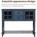 P PURLOVE Console Table Buffet Table Sideboard Cabinet Table Rustic Buffet Cabinet with Two Storage Drawers Two Cabinets and Bottom Shelf for Living Room and Entryway，Antique Navy