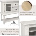 Retro Console Table Buffet Sideboard Pantry Storage cabinets with 2 Drawers 2 Glass Doors and Bottom Shelf for The Living Room Kitchen Entryway and Hallway White