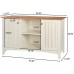 SGHB Accent Storage Cabinet with Doors Entryway Bar with Adjustable Shelves Farmhouse Buffet Sideboard for Living Room Hallway Home Kitchen White + Brown