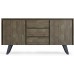 SIMPLIHOME Lowry SOLID ACACIA WOOD 60 inch Modern Industrial Sideboard Buffet and Wine Rack in Distressed Grey features 2 Doors 3 Drawers and 2 Cabinets with Large storage spaces