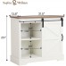 Sophia & William Coffee Bar Cabinet for Kitchen Farmhouse Sideboard Buffet Storage Cabinet with Sliding Barn Door Ivory