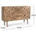 Zona Mid-Century Modern Mango Wood 3 Drawer Sideboard with 2 Doors Natural