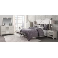Aico Amini Melrose Plaza 6 PC Bedroom Set Cal King Upholstered Bed w 2 Nightstand in Dove