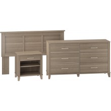 Bush Furniture Somerset Headboard Dresser and Nightstand Bedroom Set in Ash Gray