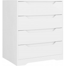 HOSTACK Modern 4 Drawer Dresser Chest of Drawers with Storage Wood Clothing Organizer with Cut-Out Handles Accent Storage Cabinet for Living Room Bedroom Hallway White