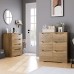 Modern 6 Drawer Dresser Double Chest of Drawers with Storage 3+3 Clothing Organizer with Cut-Out Handle Dresser Chest, Wood Storage Cabinet for Living Room Bedroom Hallway Rustic Brown