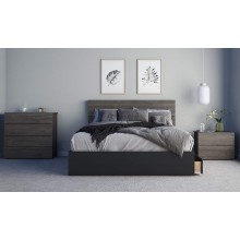 Nexera Chinook 4 Piece Queen Size Bedroom Set Bark Grey and Black