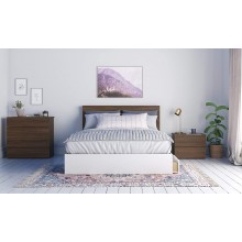 Nexera Merlin 4 Piece Queen Size Bedroom Set Walnut and White