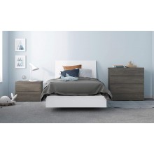 Nexera Unik 4 Piece Twin Size Bedroom Set Bark Grey and White