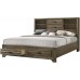 Roundhill Furniture Loiret Wood Storage Platform Queen Bedroom Set with Dresser Mirror Nightstand Light Gray