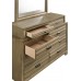 Roundhill Furniture Loiret Wood Storage Platform Queen Bedroom Set with Dresser Mirror Nightstand Light Gray