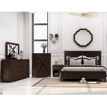SOFTSEA 3-Piece Bedroom Furniture Set Include Full Size Bed Frame Nightstand and 6 Drawer Dresser BrownFull Bed+Nightstand+Dresser