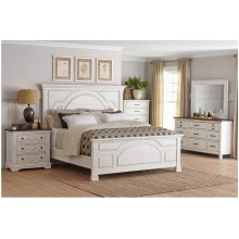 Thaweesuk Shop New 4 Piece Antique White Country Style Rustic Farmhouse Full King Size Bedroom Set Furniture Bed Nightstand Dresser Mirror Department Hardwood Solid Pine Wood