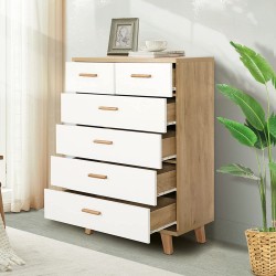White Dresser with 6 Drawers Wood Dressers for Bedroom Wooden Chest of Drawers for Bedroom Nightstand for Closet Entryway