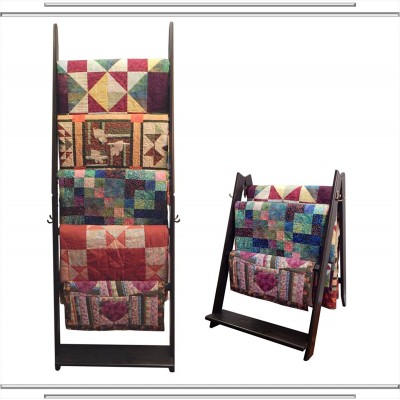 Built by Briick Quilting The LadderRack 2-in-1 Quilt Display Rack 5 Rung 30 Model Weathered Black