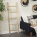 Deco 79 Bohemian Teak Wood Rung Decorative Ladder Quilt Rack Blanket Holder Standing Storage 20 L x 2 W x 59 H Brown