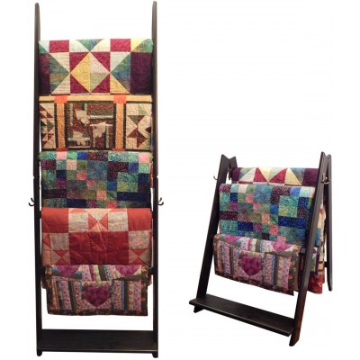 The LadderRack 2-in-1 Quilt Display Rack 5 Rung 24 Model Weathered Black