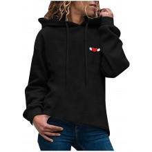 Women's Turtleneck Hoodie Jackets Long Sleeve Women’s Casual Printed Long-Sleeved Hooded SweaterBlack,XXL